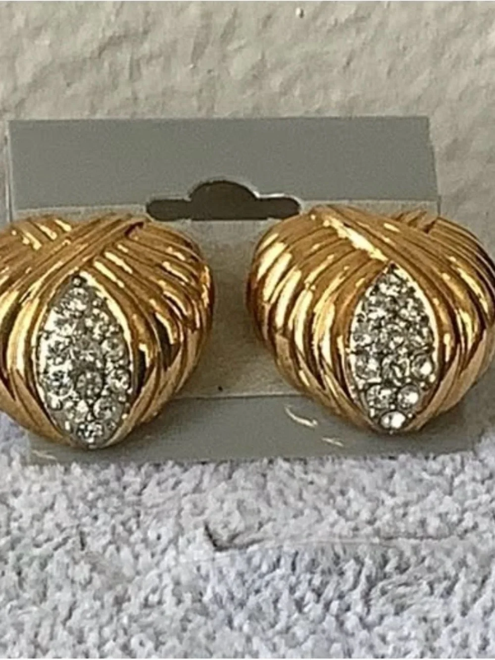 Ellen Kiam Gold Heart Pierced Earrings with Crystal Pavé Accent